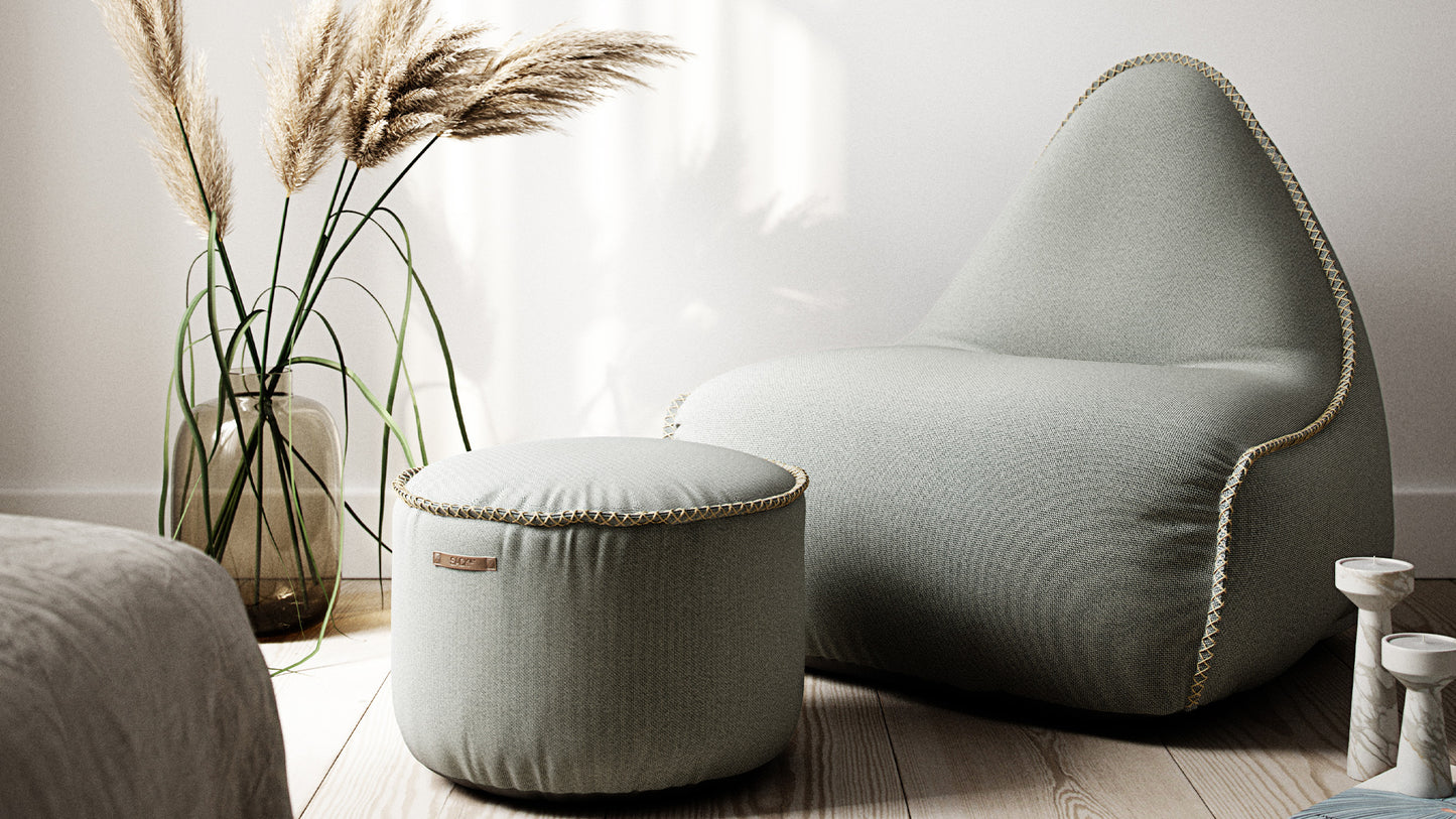 Cura Lounge Chair & Pouf - Eksklusiv og bæredygtig loungesækkestol med puf