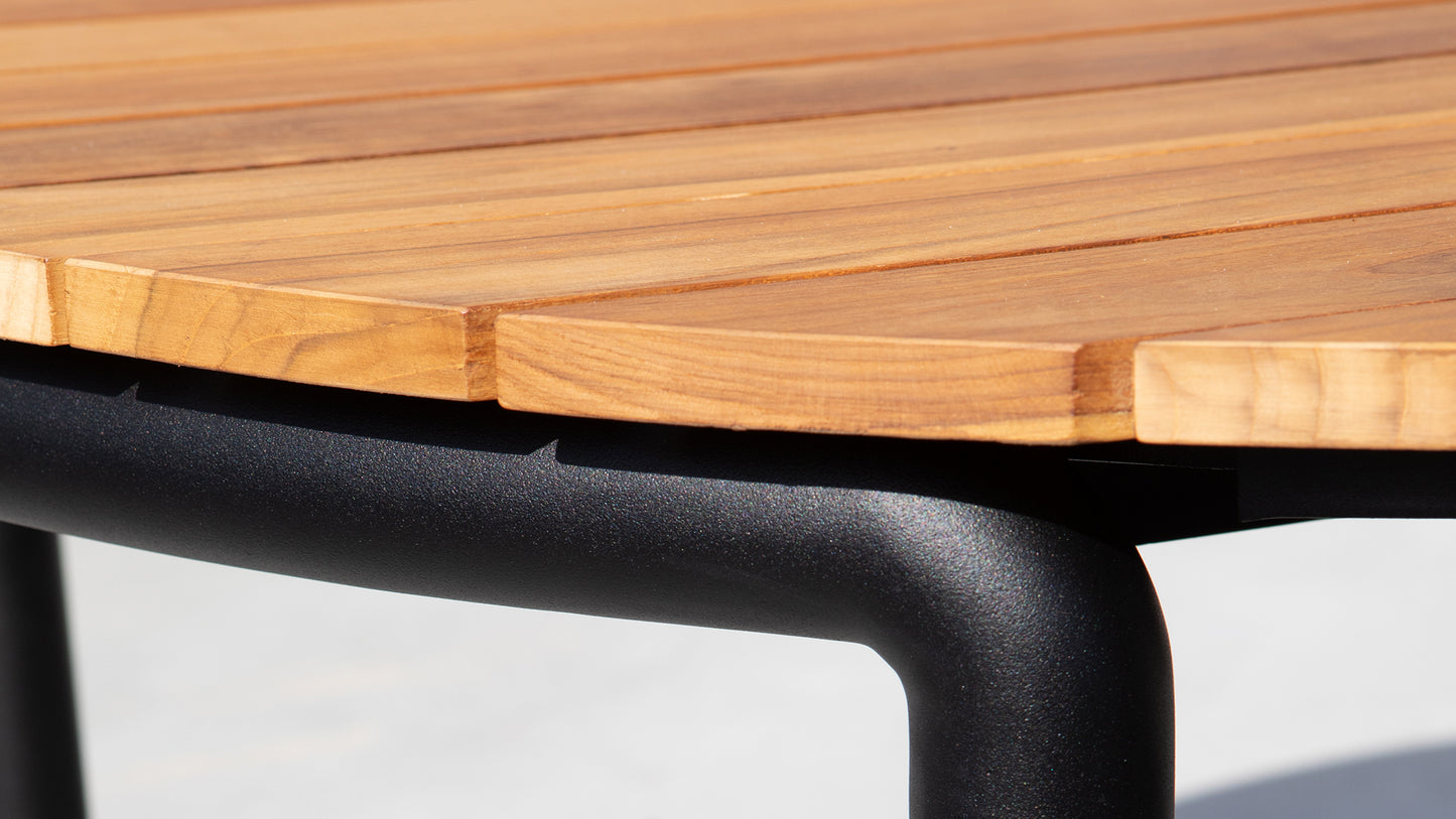 Patio Dining Table - Ø160 - Rundt udendørs spisebord i teaktræ og aluminium