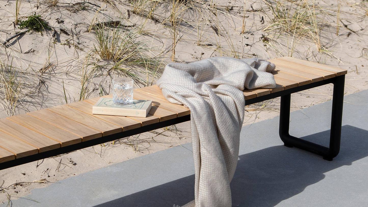 Patio Bench - 130x37 - Udendørs bænk i teaktræ og aluminium