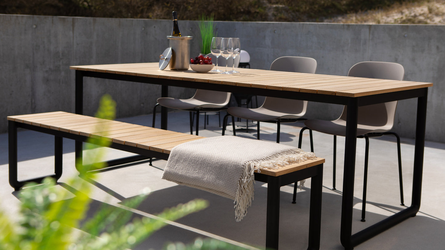 Patio Bench - 130x37 - Udendørs bænk i teaktræ og aluminium
