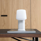 Hvid London base i pulverlakeret stål til Lamp Intelligent, 8 cm høj, rund form