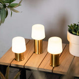 Ambience Lamp Intelligent with London base in brass, small size, outdoor rechargeable lamp with industrial design