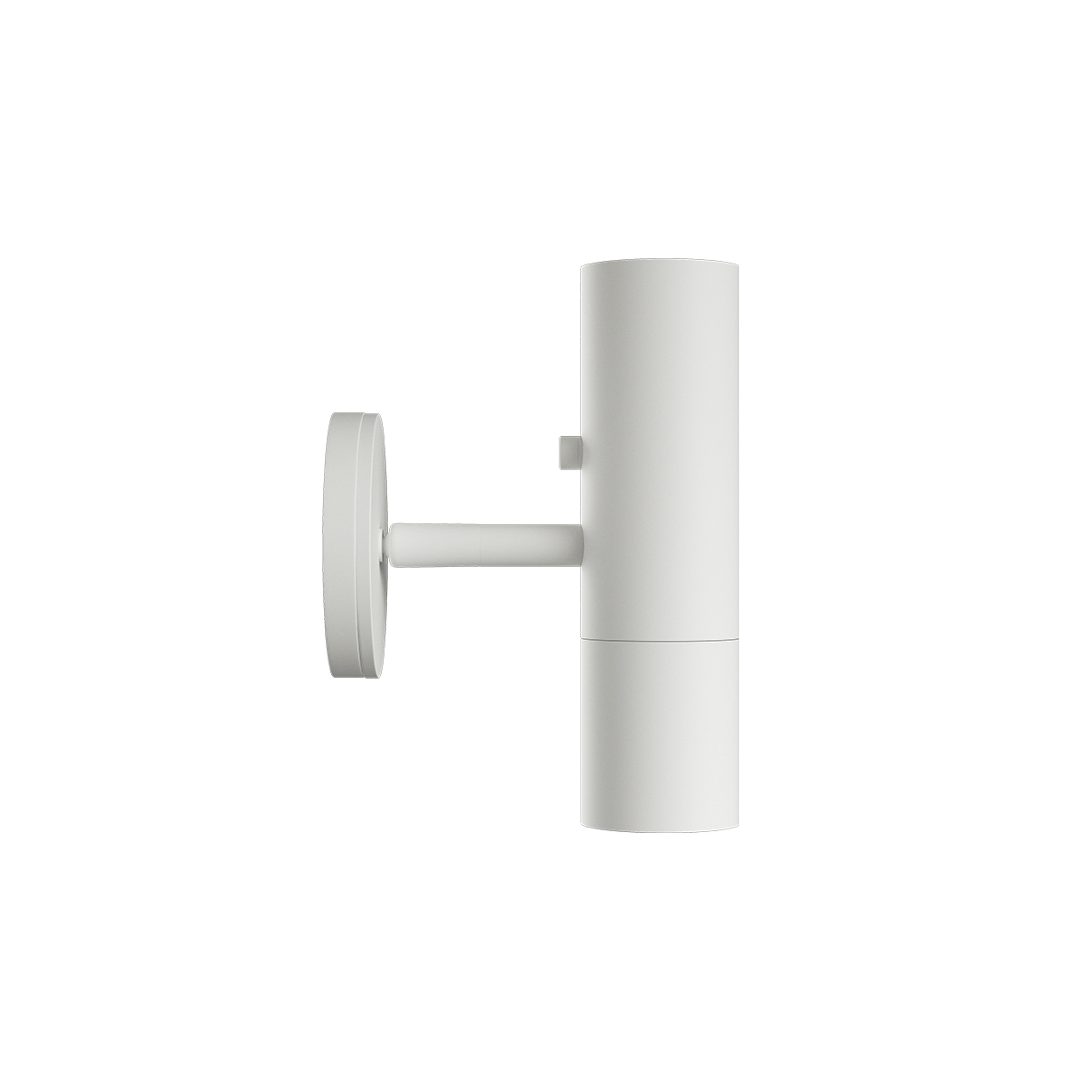 Hvid Expo væglampe fra Contract med cylindrisk lampehus og rund vægmontering i minimalistisk dansk design
