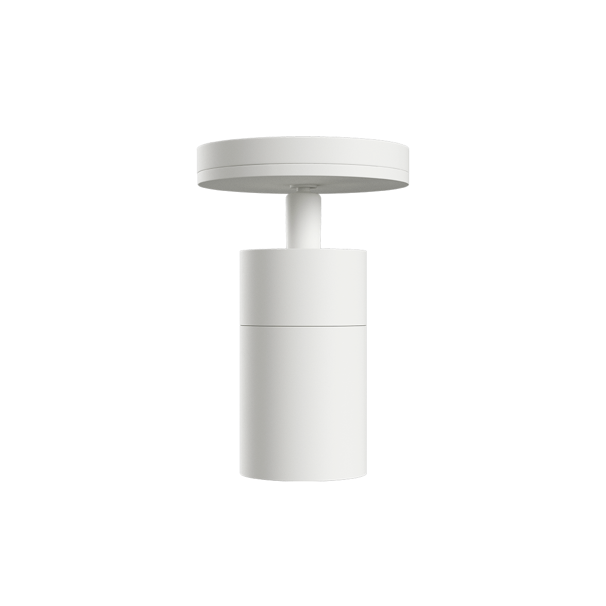 Hvid Expo loftslampe med rund baldakin og cylindrisk skærm i enkelt tidløst design fra Contract af Bønnelycke MDD