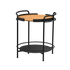 Udendørs sidebord i teaktræ med pulverlakeret aluminiumsramme, fladt design til servering.