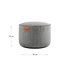 Lysegrå Cobana Pouf i rund form med håndsyede sting, velegnet til både indendørs og udendørs brug.