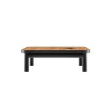 Kirra Side Table i sort med teaktræbordplade og accessory fit, udendørs sofabord i aluminium.