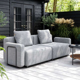 Cobana Lounge Sofa armrest in black powder-coated aluminum with Olefin fabric for outdoor use