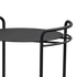 Udendørs sidebord i rustfrit stål med mat overflade og rundt bordplade, dansk design.