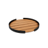Udendørs sidebord i matlakeret stål med teaktræsbakke, dansk design, til servering og opbevaring.