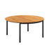 Rundt udendørs spisebord med teaktræsbordplade og pulverlakeret aluminiumsstel, Ø160 cm.