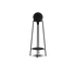 Sort pulverlakeret rustfrit stål Patio Accessory Stand med sort Play højtaler i hampreb og polyestertekstilelementer.