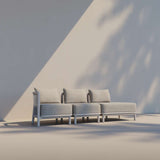 Udendørs Kirra Lounge Sofa i sandfarvet med åbent venstre endestykke i aluminium og olefin tekstil.