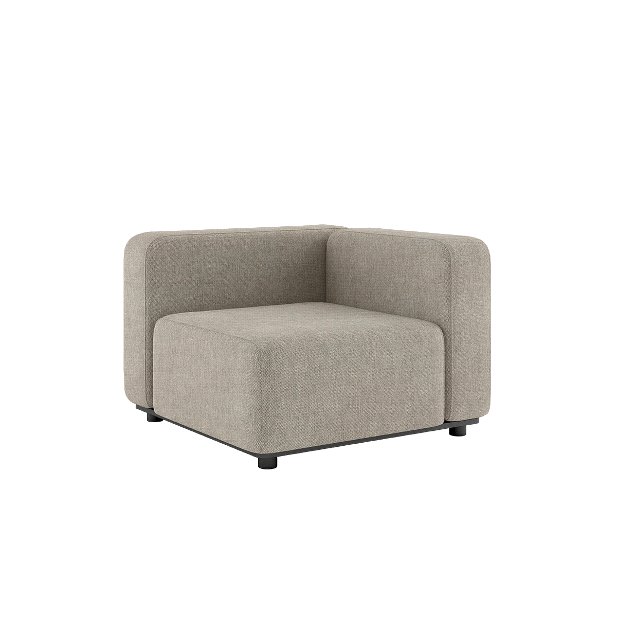 Beige hjørnemodul til Cobana Lounge Sofa med polstrede armlæn og sort stel. Modulopbygget udendørs siddeplads til hyggelige stunder i nordisk vejr.