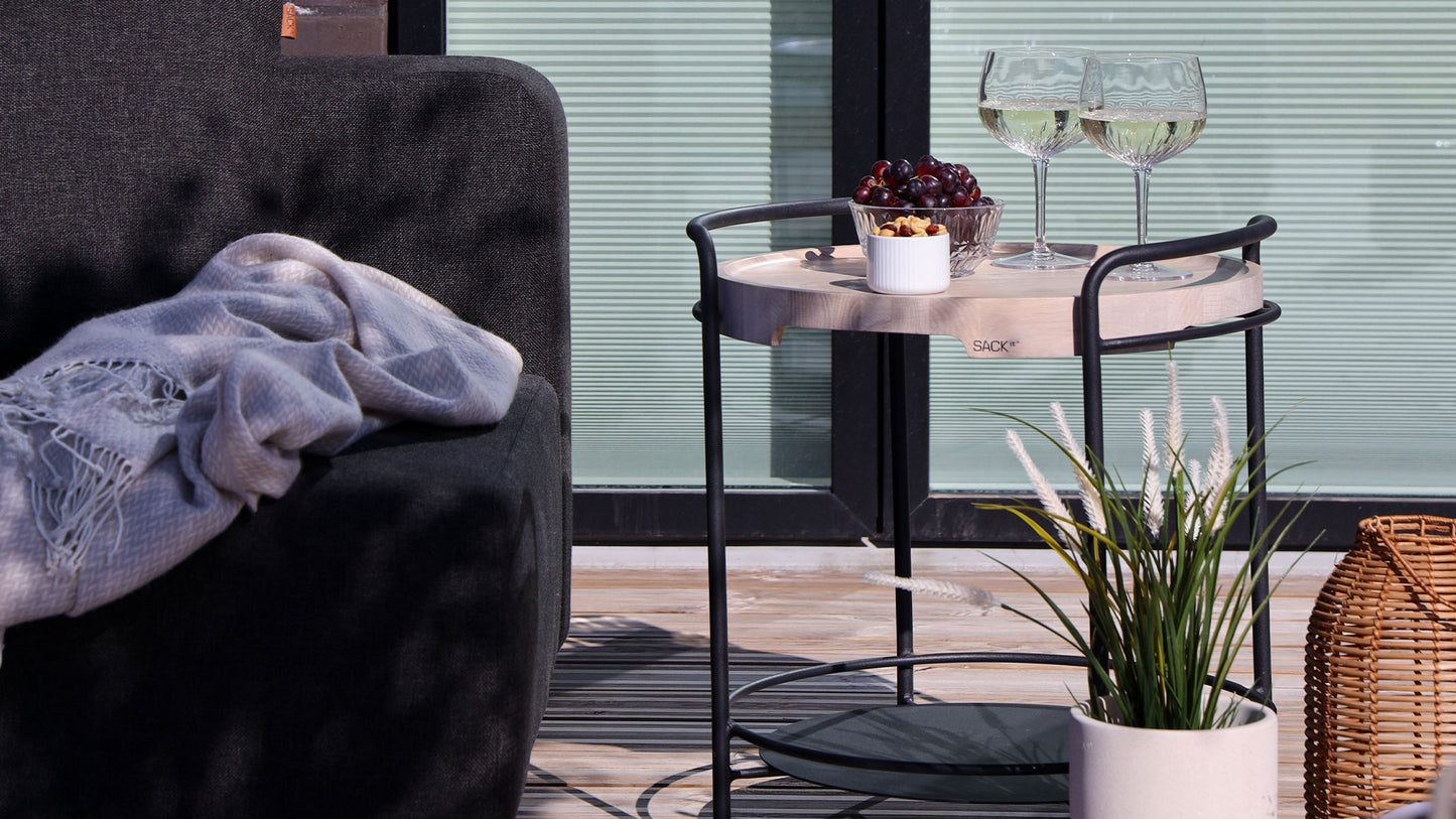 Patio Serving Table w/ Patio Serving Tray - Indendørs og udendørs serveringbord med bakke