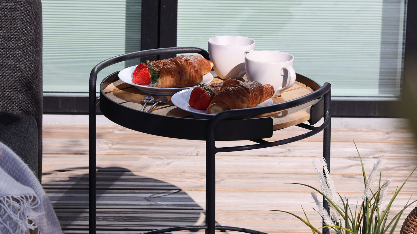 Patio Serving Table w/ Patio Serving Tray - Indendørs og udendørs serveringbord med bakke