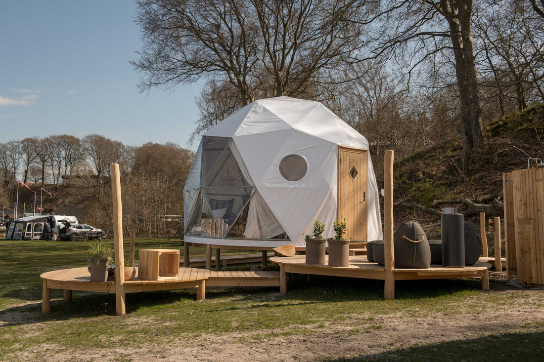 Loungeområde med SACKit Cobana møbler skaber afslapning ved Mariager Camping & Hytter