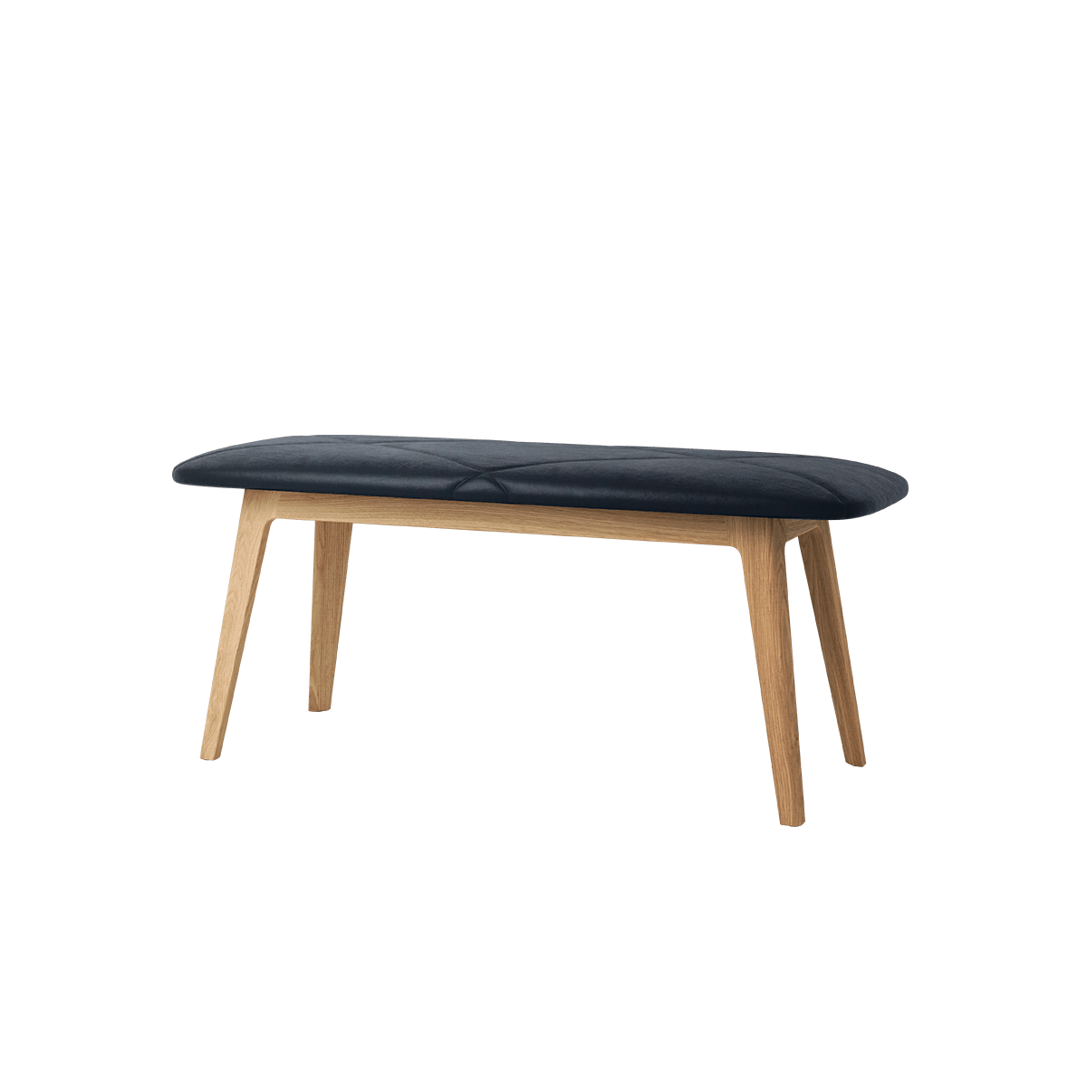 sackit Nordic bænk i eg med sort polstret sæde og klassisk nordisk design til komfortabel siddeplads i hjemmet eller på terrassen