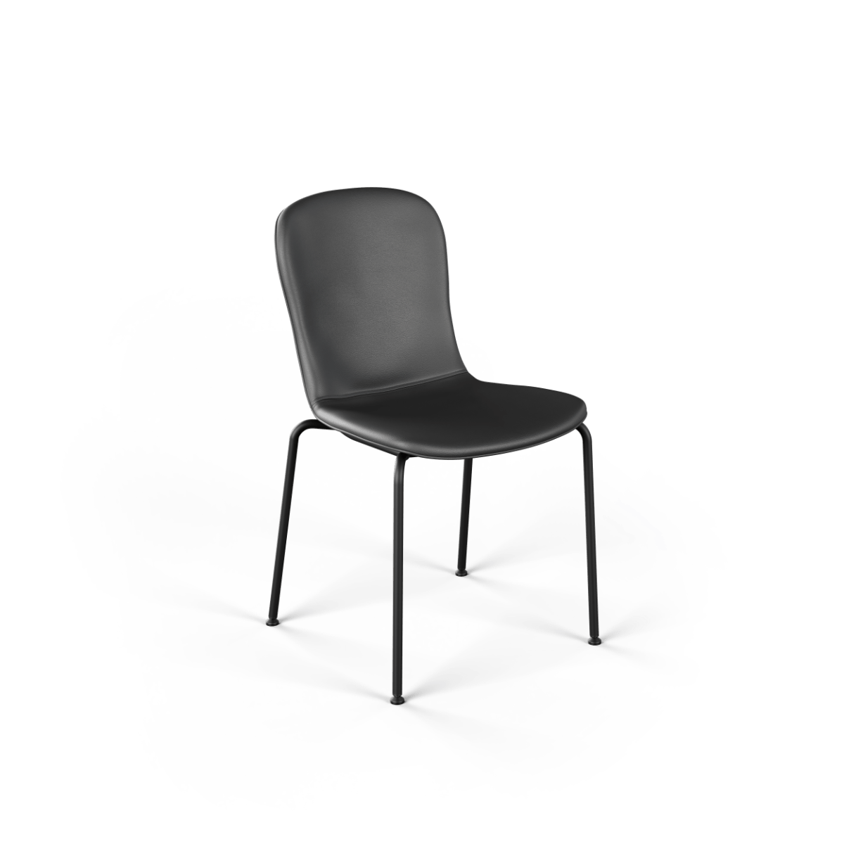 Sort spisebordsstol med blødt polstret sæde og ryglæn samt slanke sorte metalben i et enkelt og moderne design fra Contract