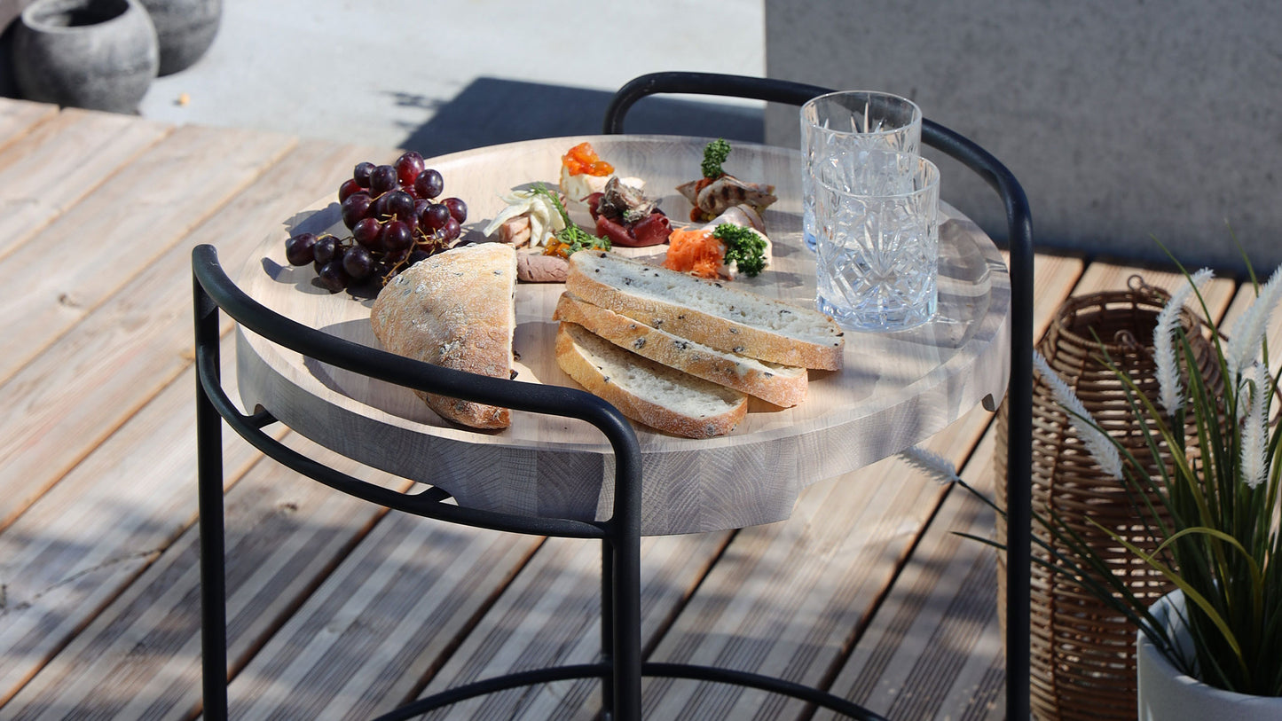 Patio Serving Table w/ Patio Serving Tray - Indendørs og udendørs serveringbord med bakke