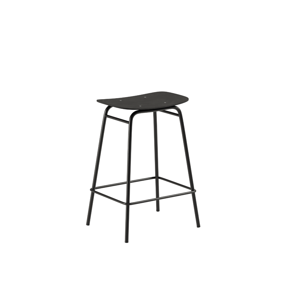 Frame Bar Stool i sortbejdset eg med 68 cm højde og stel i sort pulverlakeret stål.