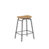 Frame Bar Stool barstol med ryglæn og lædersæde, pulverlakeret stålstel, i industrielt design.