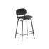 Sort Frame Bar Stool barstol med ryglæn i læder og lav højde, industrielt stålstel.