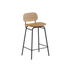 Frame Bar Stool lav model med ryglæn i sort læder og sort pulverlakeret stel.