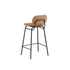 Frame Bar Stool barstol med ryglæn i læder og pulverlakeret stålstel, industrielt design.