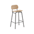 Frame Bar Stool med ryglæn i sortbejdset eg og stel i pulverlakeret stål, høj model.