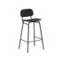 Frame Bar Stool med ryglæn i naturfarvet egefinér og sort pulverlakeret stel, høj model.