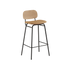 Frame Bar Stool i Terra Safari læder med ryglæn og pulverlakeret stålstel, høj model på 73 cm.