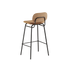 Frame Bar Stool barstol med ryglæn i læder og pulverlakeret stålstel, industrielt design.