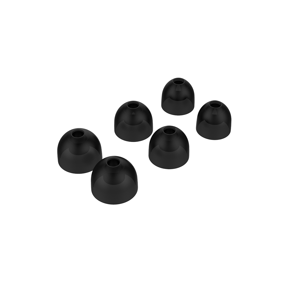 Sæt med onyxfarvede silikone eartips i small, medium og large til ROCKit earbuds.