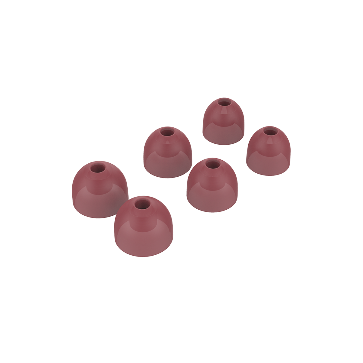 Ruby røde silikone eartips til ROCKit earbuds i small, medium og large størrelser.