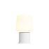 Hvid Lamp Intelligent+ med London base i rustfrit stål, kompakt udendørs lampe med rund kuppel.