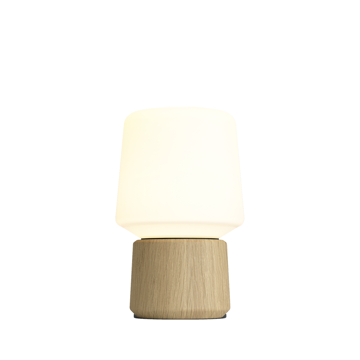 Ambience Lamp Intelligent+ med Oslo base i FSC-certificeret naturtræ, størrelse 5, indendørs belysning.