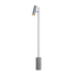 Grå Expo Floor gulvlampe i aluminium med marmorfod og mat overflade, indendørs belysning.