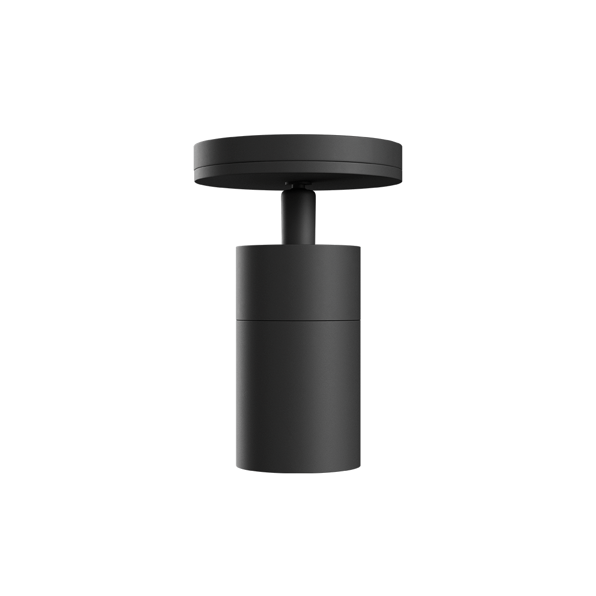 Sort Expo Ceiling loftslampe i aluminium med rund form og minimalistisk design.