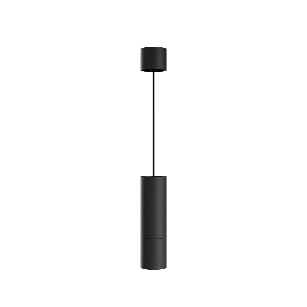 Sort Expo Pendant pendellampe i aluminium med lang ledning og minimalistisk design.