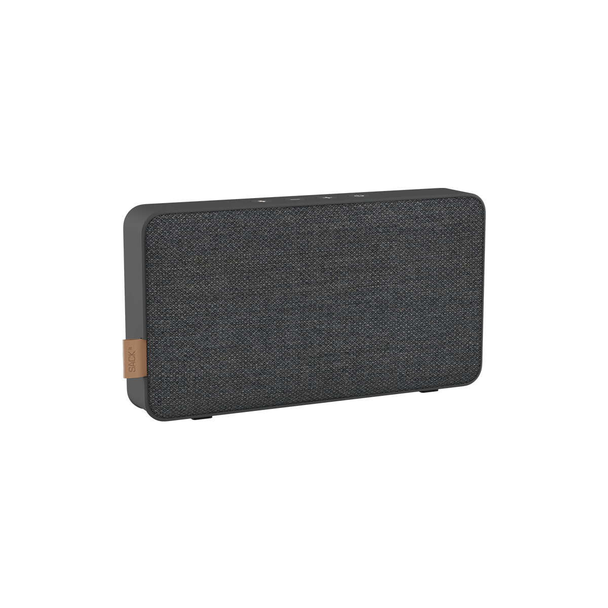 Move 50 Care højtaler i stål med bionedbrydelig ramme og silikoneknapper på hvid baggrund.