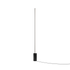 Sort SACKit Expo 185 gulvlampe med slank aluminiumsprofil og marmorfod, oplyst med lodret LED-strip.