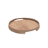 Rund serveringsbakke i naturlig egetræ med høj kant og integrerede håndtag, diameter 50 cm.