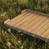 Udendørs firkantet bakke i taupe teaktræ med aluminiumsramme til Soft Sofa Outdoor Pouf