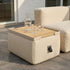 Udendørs firkantet bakke i taupe teaktræ med aluminiumsramme til Soft Sofa Outdoor Pouf.