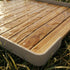 Udendørs firkantet bakke i taupe teaktræ med aluminiumsramme til Soft Sofa Outdoor Pouf