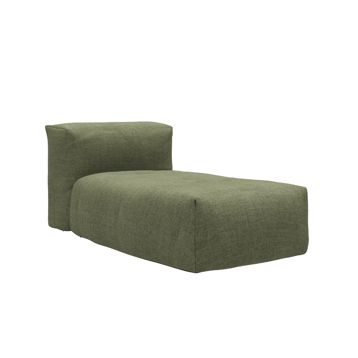 Soft Sofa Outdoor Lounger i kirra olive farve med bløde puder til udendørs brug.