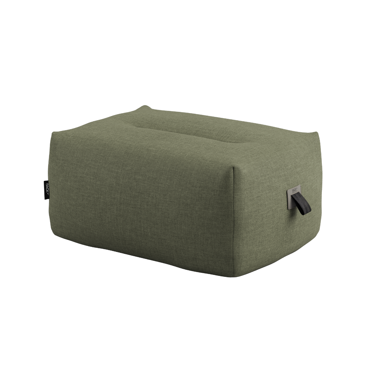 Soft Sofa Outdoor pouf i Kirra Olive farve med blødt, buet design til udendørs brug.