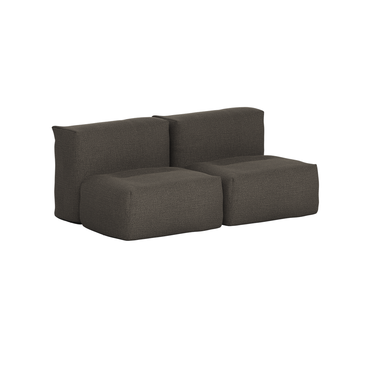 Mørkegrå blød udendørs sofa til to personer fra sackit med formfast polstring og moderne design uden synligt stel