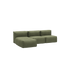 Soft Sofa Outdoor 3-personers sofa med chaiselong i Kirra Olive, blød og formstabil til udendørs brug.